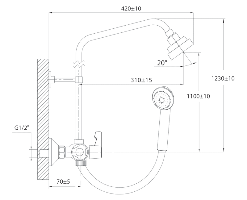 Душевая система Каскад с ручным душем - 1